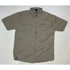 Oakley Button Up Shirt Men Adult Medium Beige Short Sleeve